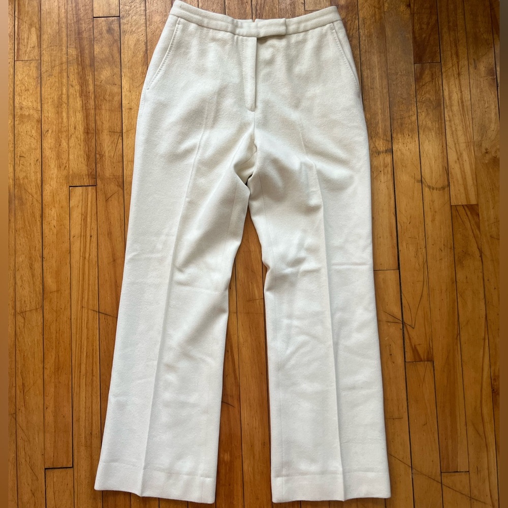 Vintage Brooks Brothers Women’s Pleated Cream Wool Trousers Size 8 Quiet Luxury